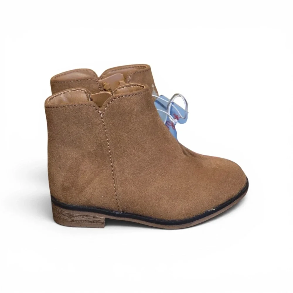 Cat & Jack Toddler Girls Brown Faux Suede Ankle Boots Side Zip Size 5 NWT